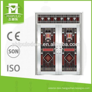 2015 New products luxury double 304 stainless steel wrought iron door made in China